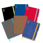 Duży notes MITAMA rozmiar (13x21 / 240 stron / kartki w linie 6 mm/ z elastycznym paskiem w kontrastowym kolorze i ołówkiem)