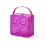 Przezroczysty lunchbox klocek LEGO® z rączką (Fioletowy)
