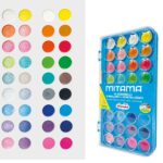 Zestaw 36 farbek akwarelowych z pędzlem