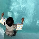 Dziecięce rękawki do pływania Sid the Seagull Mustard Stripe